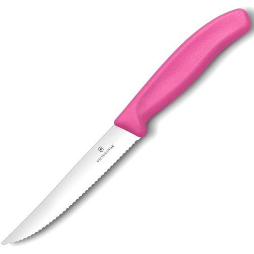 6.7936.12L5 Нож victorinox для стейка, лезвие волнистое с заостренным кончиком 12 см, розовый Victorinox