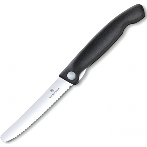 6.7833.FB Нож складной victorinox столовый, лезвие волнистое с закруглённым кончиком 11 см, чёрный Victorinox