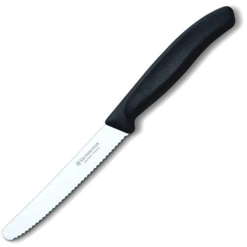 6.7833 Нож victorinox для резки и чистки овощей, лезвие волнистое с закруглённым кончиком 11 см, черный Victorinox